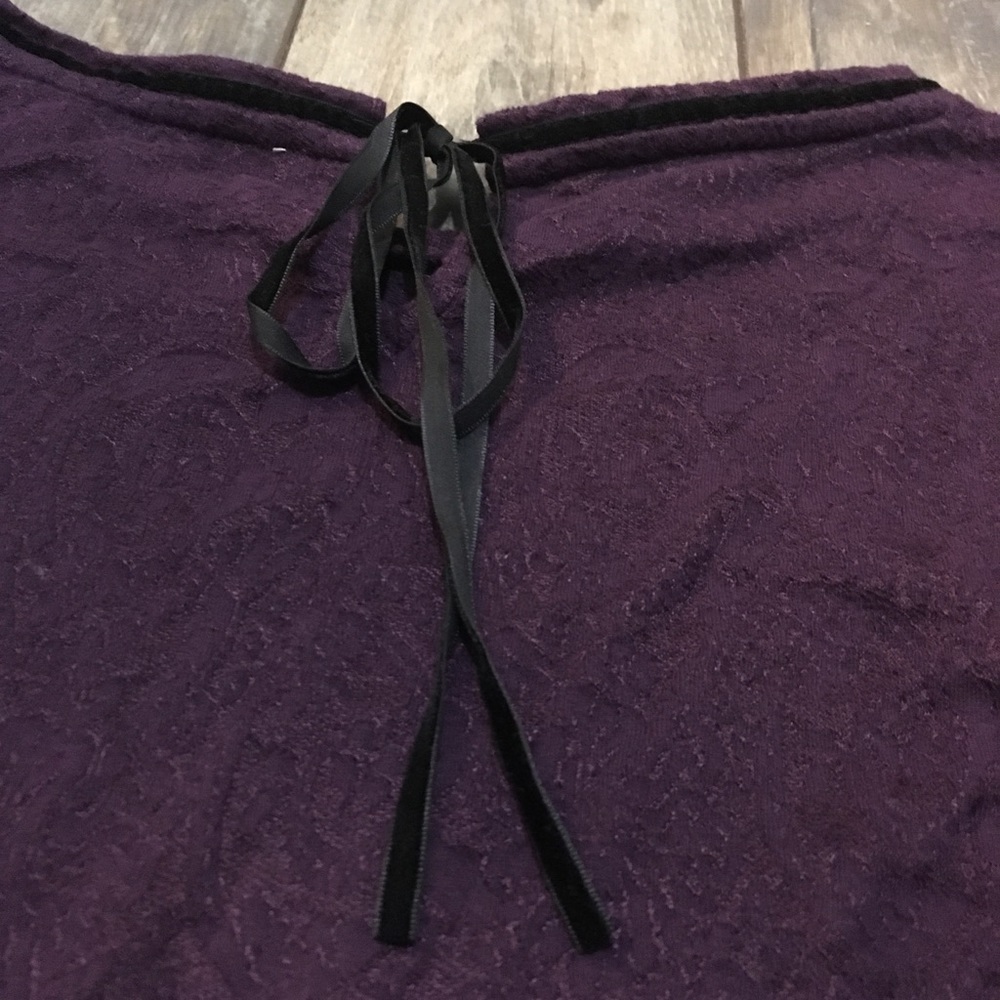 LOFT lace tie back purple top medium - Picture 6 of 6